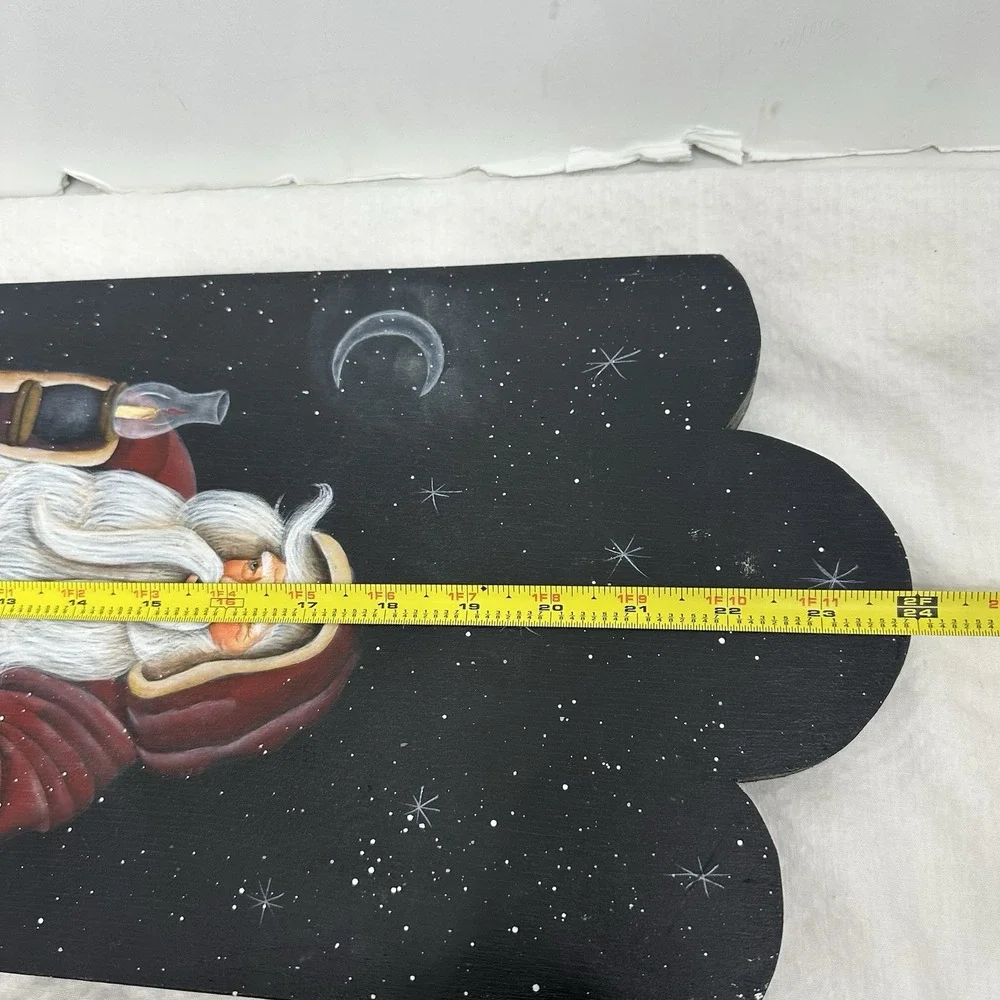 Santa‎ Claus Folk Art painting On Wood Christmas Wall Decor 